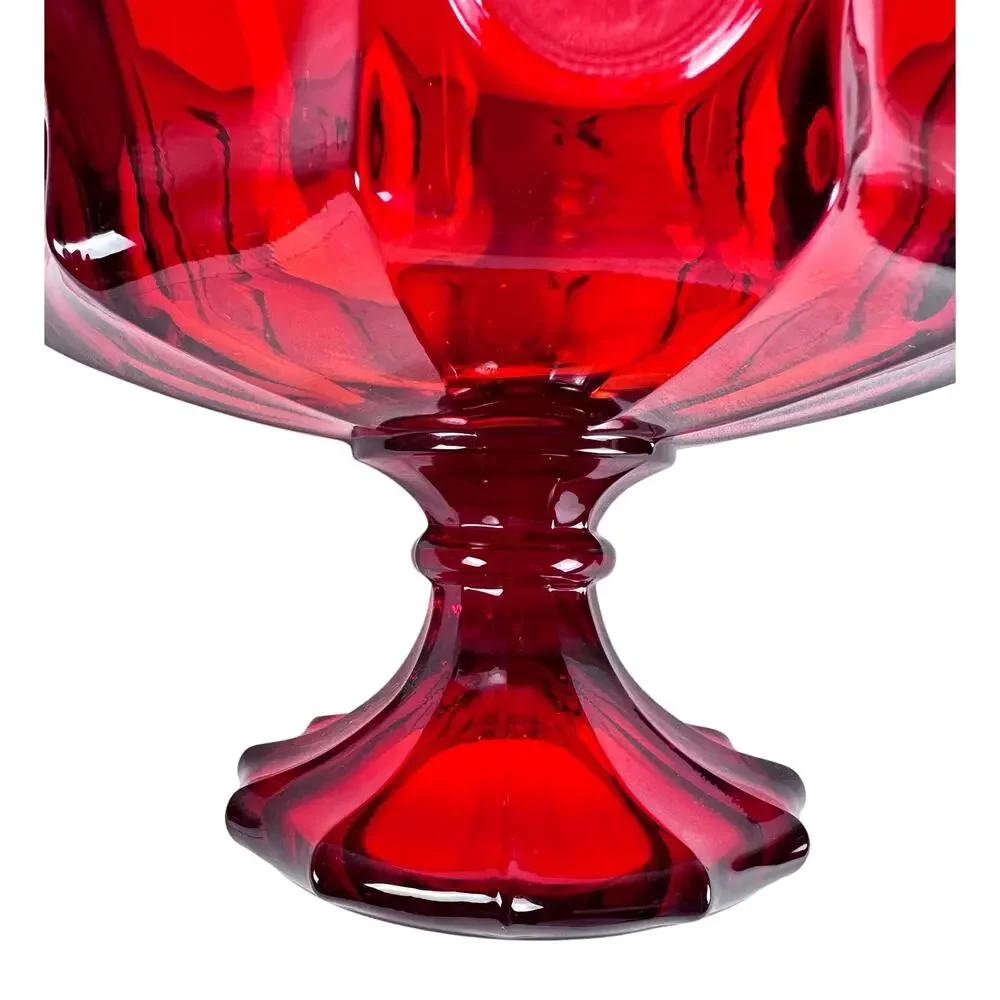 Fostoria Ruby Red Coin Glass Eagle Liberty Footed 8.5